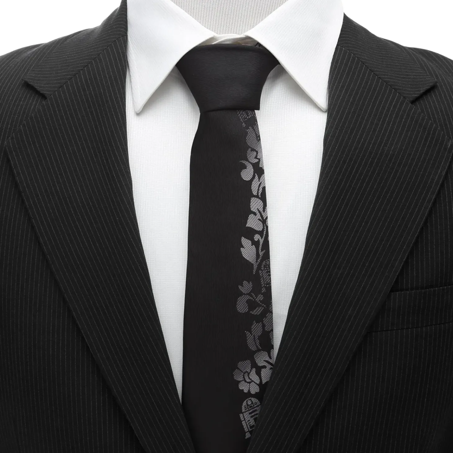 Star Wars R2D2 Floral Black Men's Tie