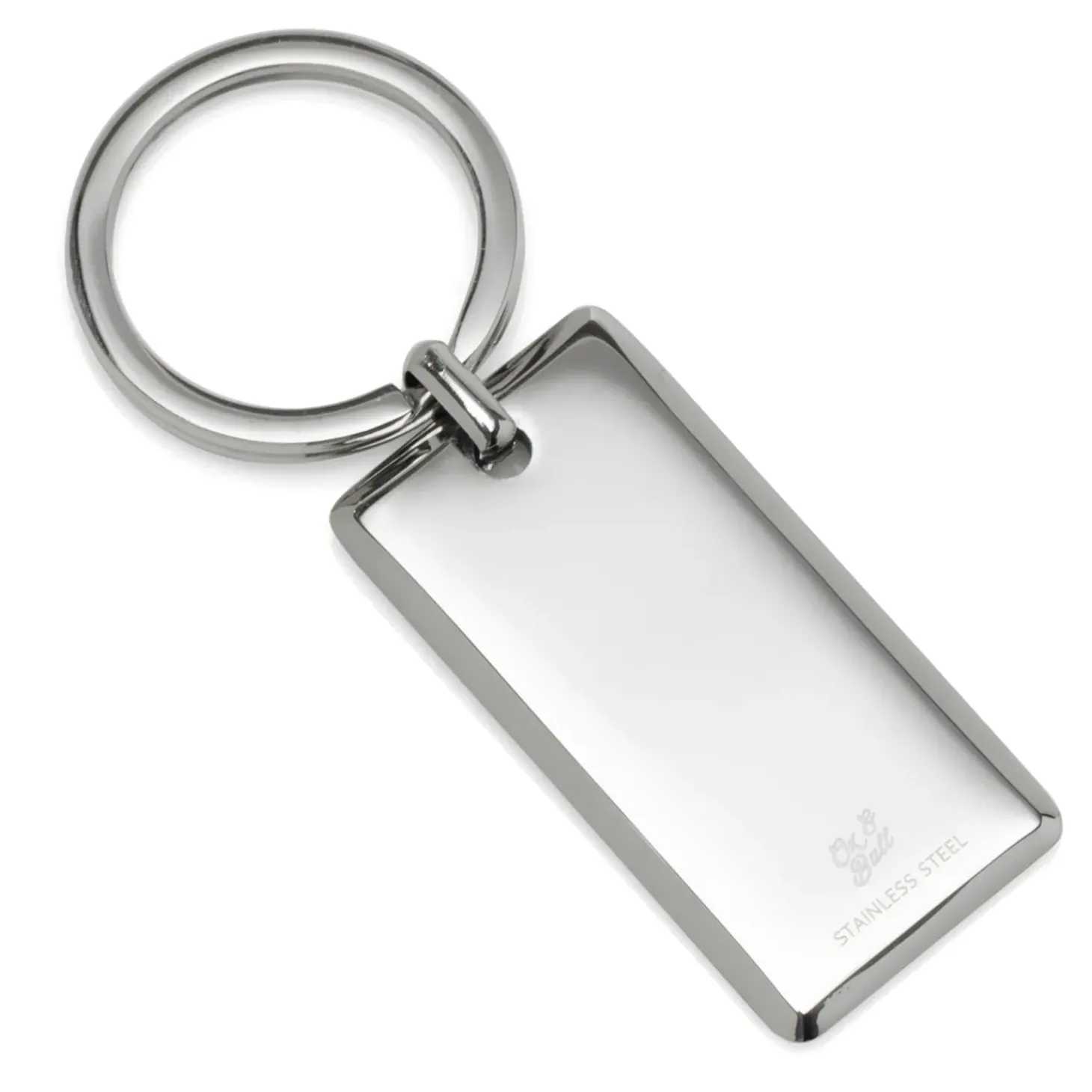 Ox and Bull Trading Co. Rectangle Engravable Stainless Steel Key Chain