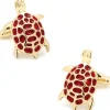 JJ Weston Red and Gold Turtle Cufflinks