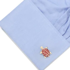 JJ Weston Red and Gold Turtle Cufflinks