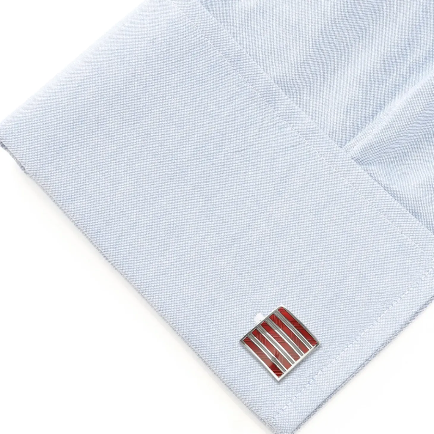 Ox and Bull Trading Co. Red and Gray Striped Square Cufflinks