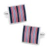 Ox and Bull Trading Co. Red and Navy Striped Square Cufflinks