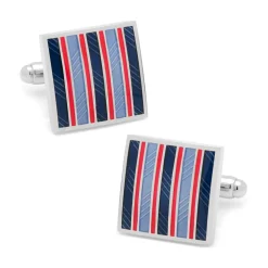 Ox and Bull Trading Co. Red and Navy Striped Square Cufflinks