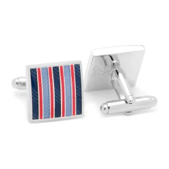 Ox and Bull Trading Co. Red and Navy Striped Square Cufflinks