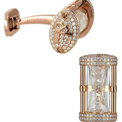 Jacob & Co. Rose Gold Hour Glass Cufflinks with White Diamonds