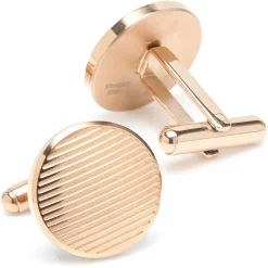 Ox and Bull Trading Co. Rose Gold Line Stainless Steel Cufflinks