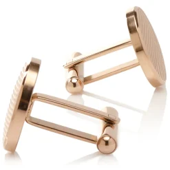 Ox and Bull Trading Co. Rose Gold Line Stainless Steel Cufflinks