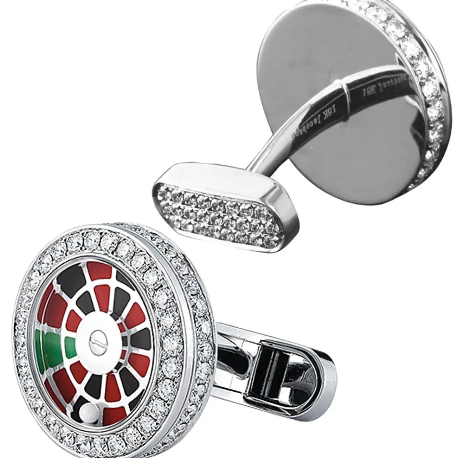 Jacob & Co. Roulette Wheel Cufflinks with Pave Set White Diamonds