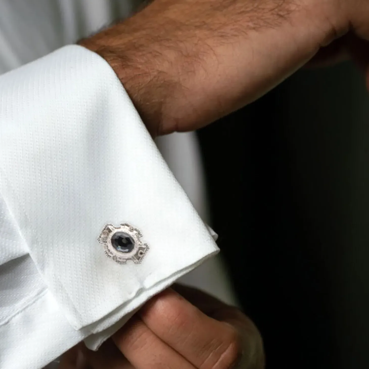 Armenta Round Hematite Cufflinks