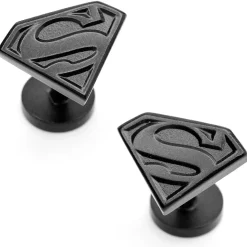 DC Comics Satin Black Superman Shield Cufflinks