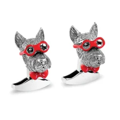 Tateossian Scottish Terrier cufflinks in sterling silver