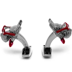 Tateossian Scottish Terrier cufflinks in sterling silver