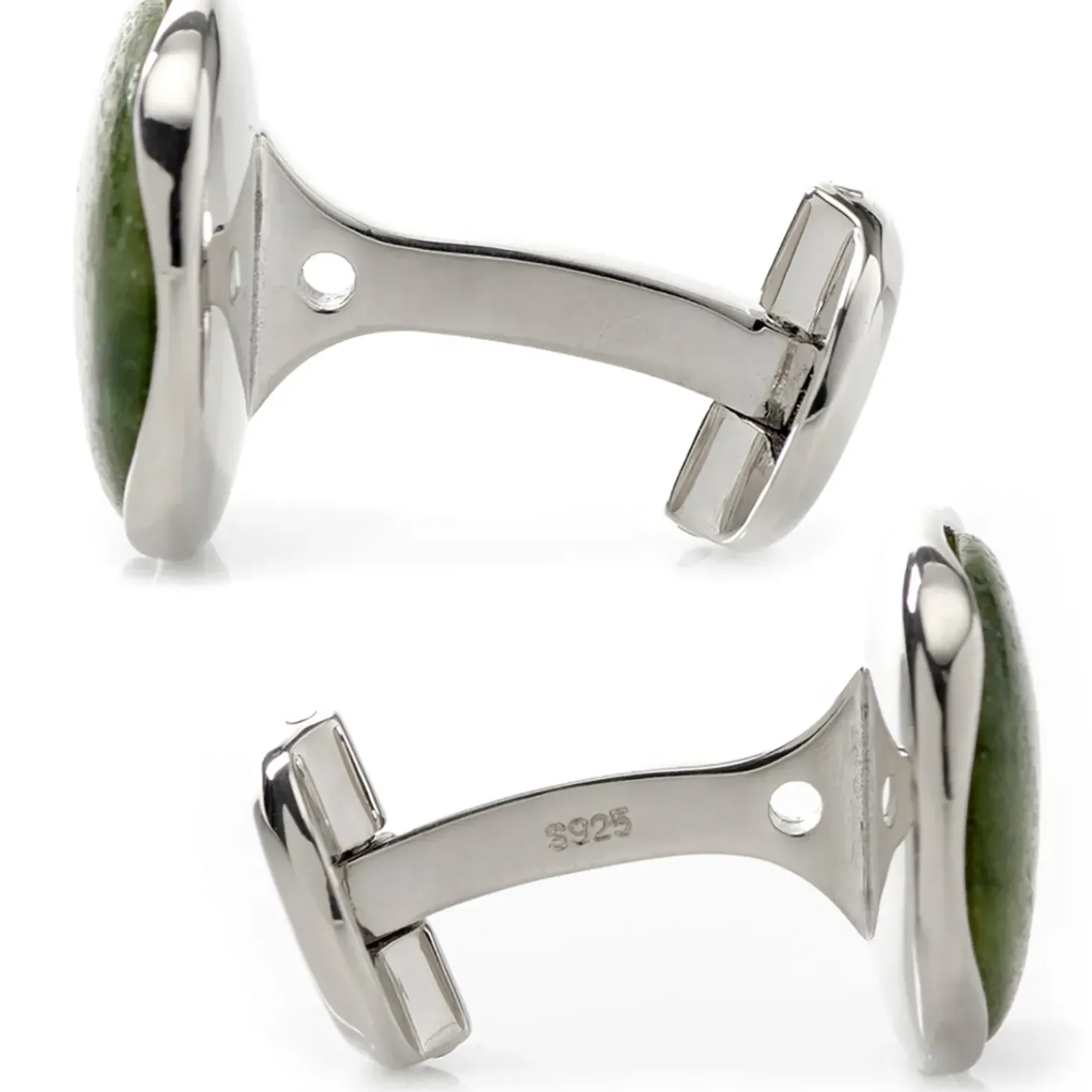 Ox and Bull Trading Co. Seraphinite Stone Sterling Silver Cufflinks