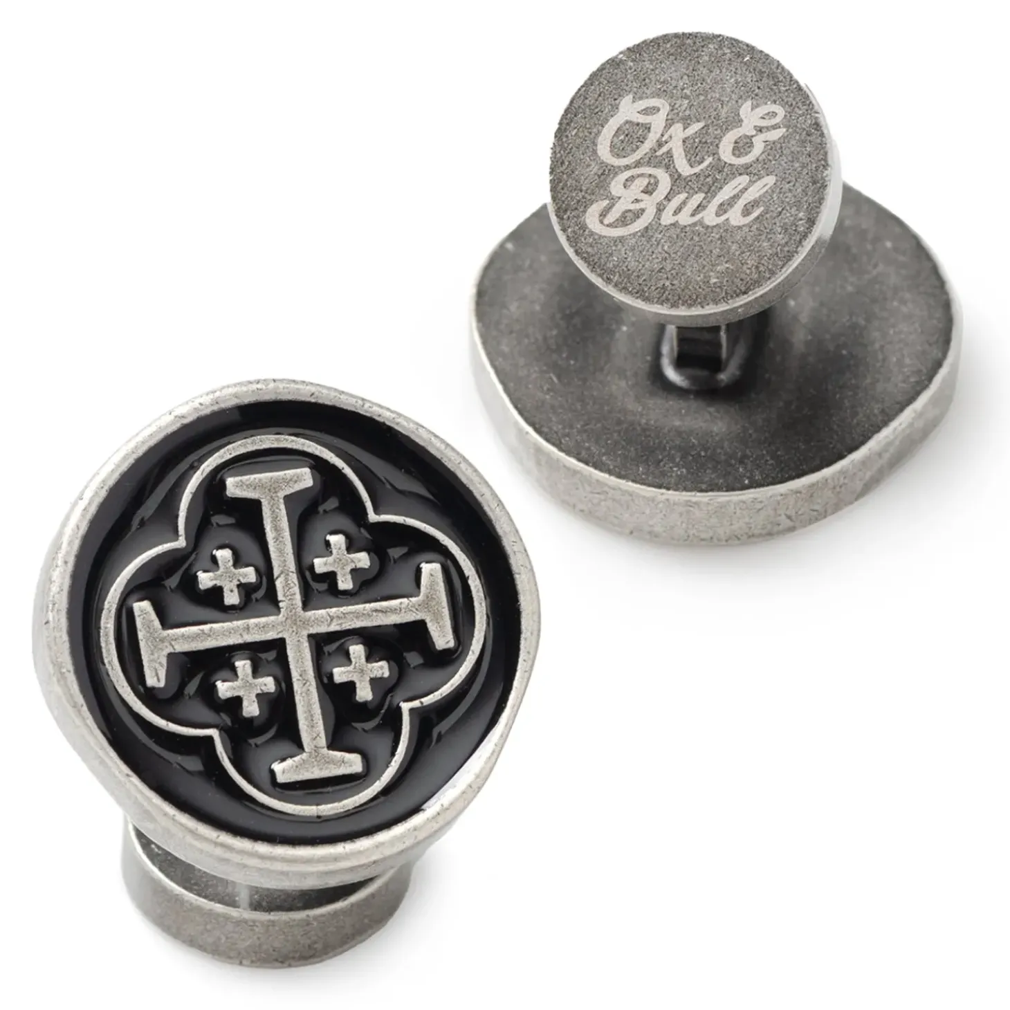 Ox and Bull Trading Co. Shipwreck Cross Coin Antique Silver Cufflinks