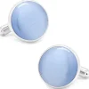 Ox and Bull Trading Co. Silver and Blue Catseye Cufflinks