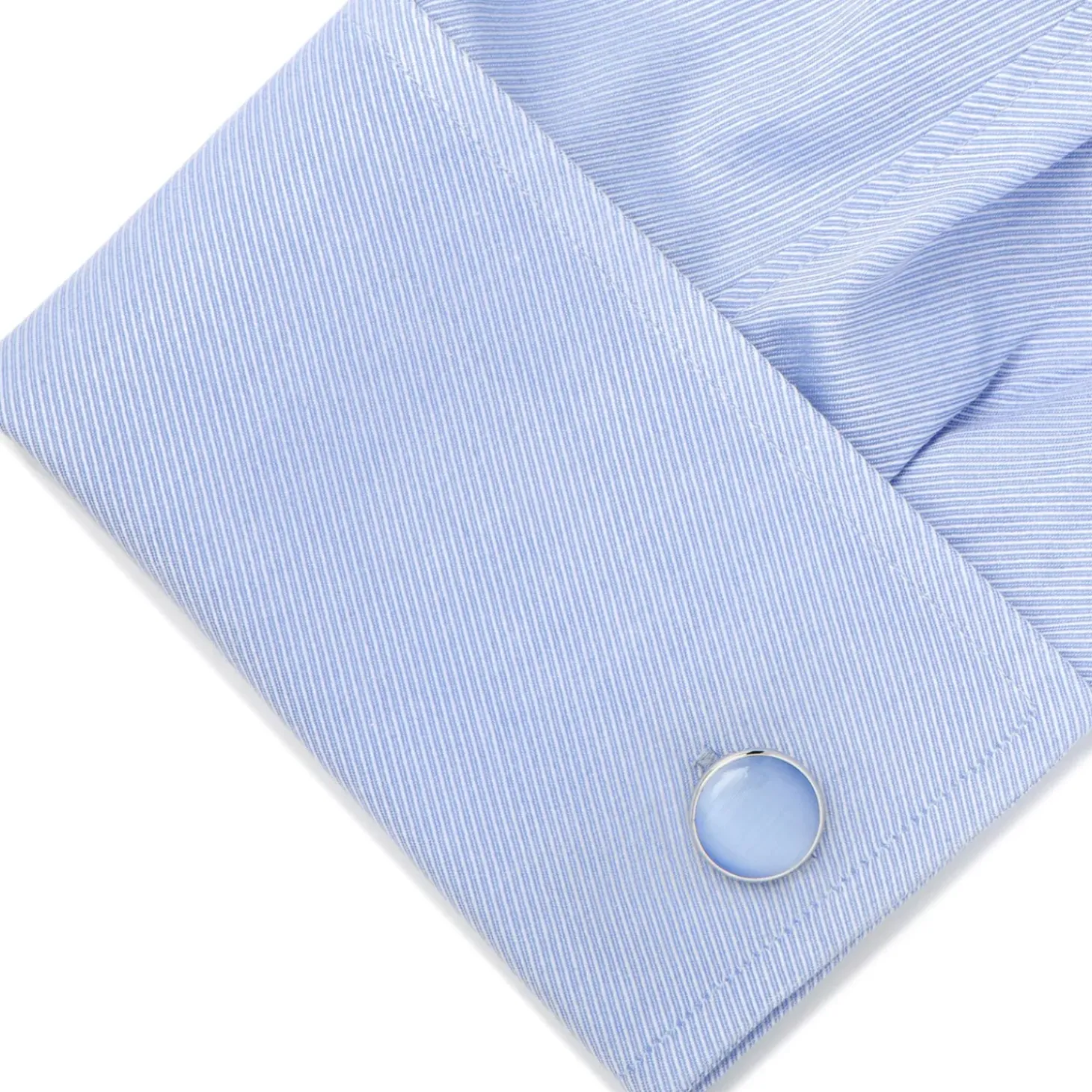 Ox and Bull Trading Co. Silver and Blue Catseye Cufflinks