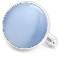 Ox and Bull Trading Co. Silver and Blue Catseye Cufflinks