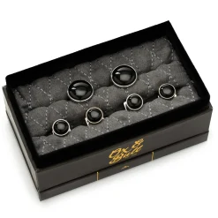Ox and Bull Trading Co. Silver and Onyx Stud Set
