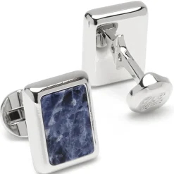 Ox and Bull Trading Co. Silver and Sodalite JFK Presidential Cufflinks