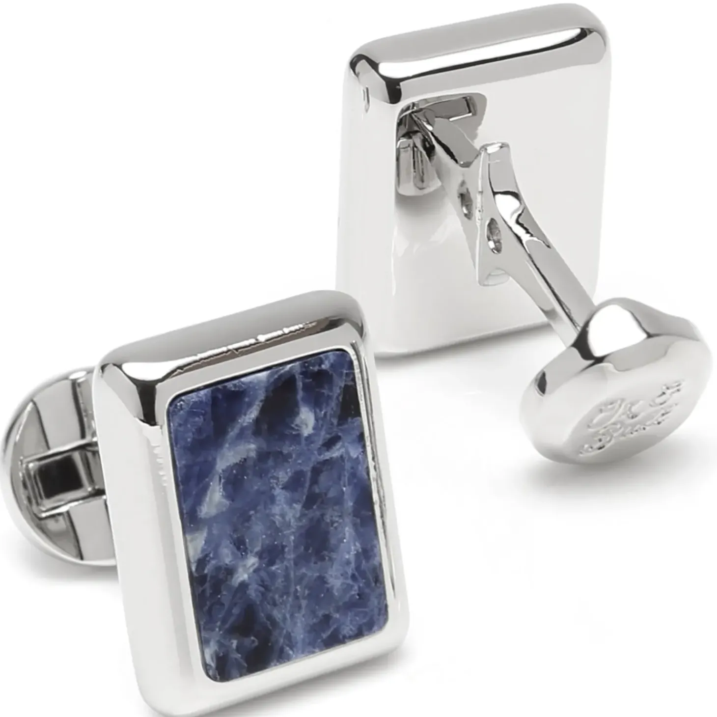 Ox and Bull Trading Co. Silver and Sodalite JFK Presidential Cufflinks