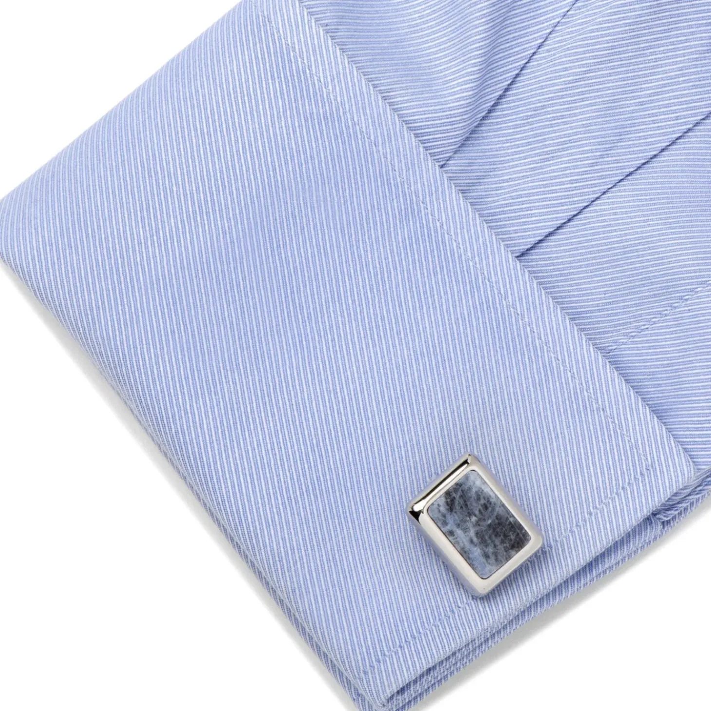 Ox and Bull Trading Co. Silver and Sodalite JFK Presidential Cufflinks