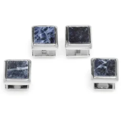 Ox and Bull Trading Co. Silver and Sodalite JFK Presidential Stud Set