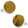 Ox and Bull Trading Co. Silver and Tiger's Eye Cufflinks