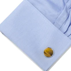 Ox and Bull Trading Co. Silver and Tiger's Eye Cufflinks