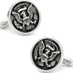 JJ Weston Silver Antiqued Presidential Seal Cufflinks
