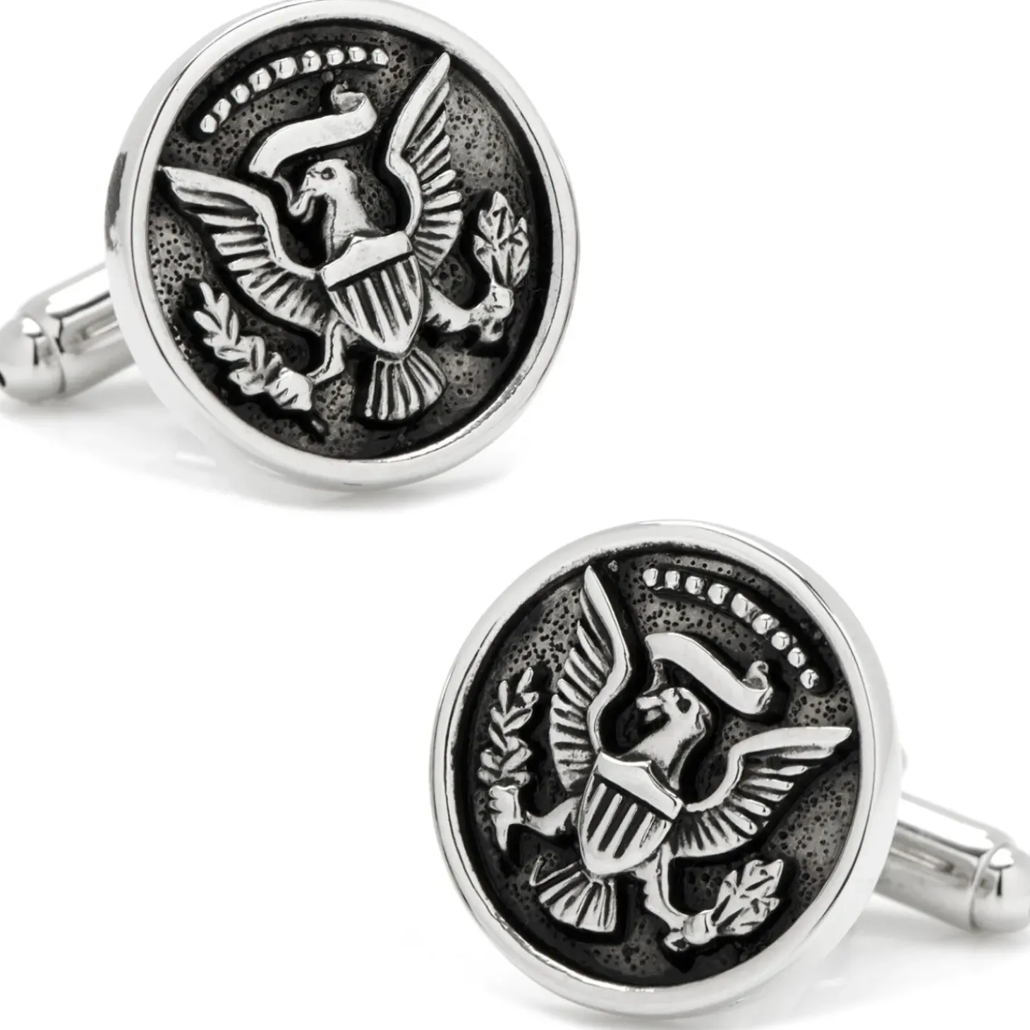 JJ Weston Silver Antiqued Presidential Seal Cufflinks