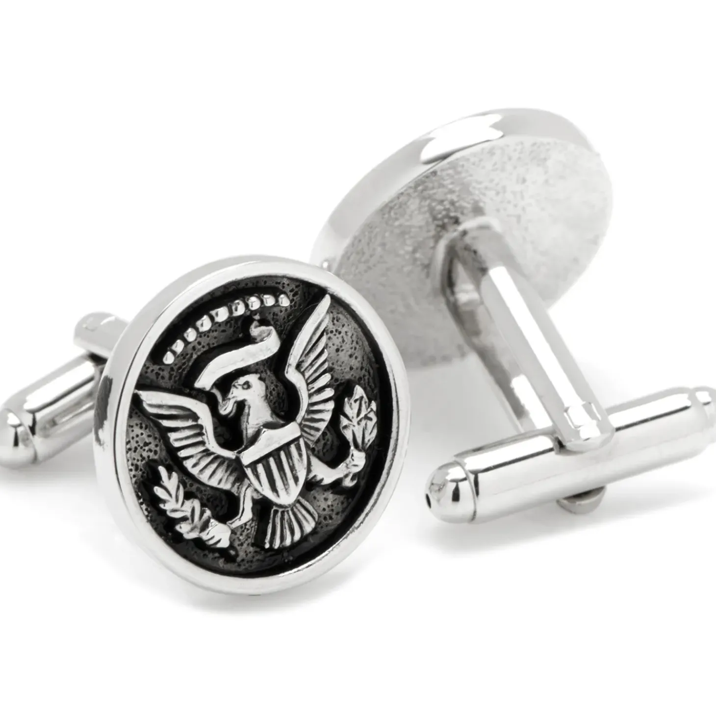 JJ Weston Silver Antiqued Presidential Seal Cufflinks