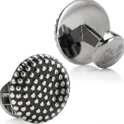 Ox and Bull Trading Co. Silver Circle Dot Texture Cufflinks