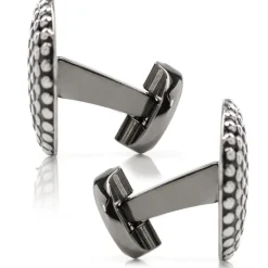 Ox and Bull Trading Co. Silver Circle Dot Texture Cufflinks