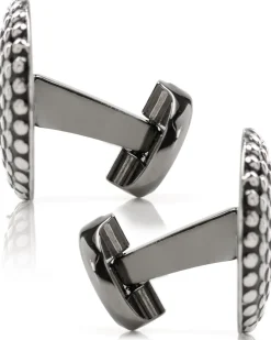 Ox and Bull Trading Co. Silver Circle Dot Texture Cufflinks