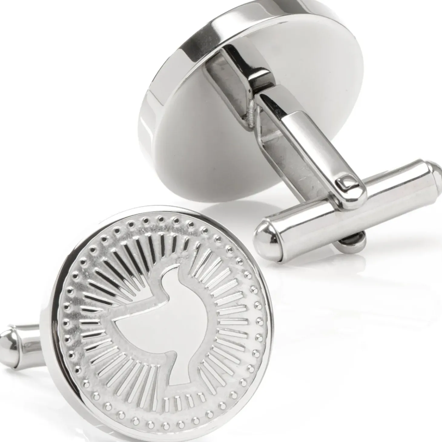 Ox and Bull Trading Co. Silver Dove Radial Cufflinks
