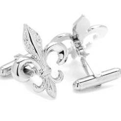 JJ Weston Silver Etched Fleur de Lis Cufflinks