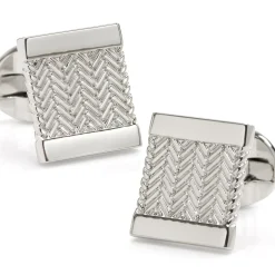 Ox and Bull Trading Co. Silver Herringbone Cufflinks