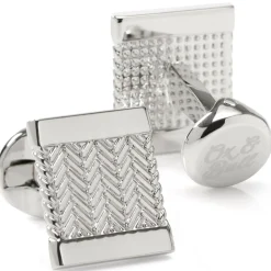 Ox and Bull Trading Co. Silver Herringbone Cufflinks