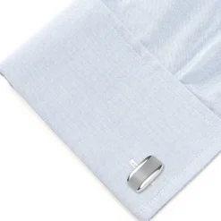 Ox and Bull Trading Co. Silver Rectangular Cufflink with Gray Cats Eye