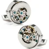 Ox and Bull Trading Co. Silver Stainless Steel Kinetic Watch Movement Cufflinks