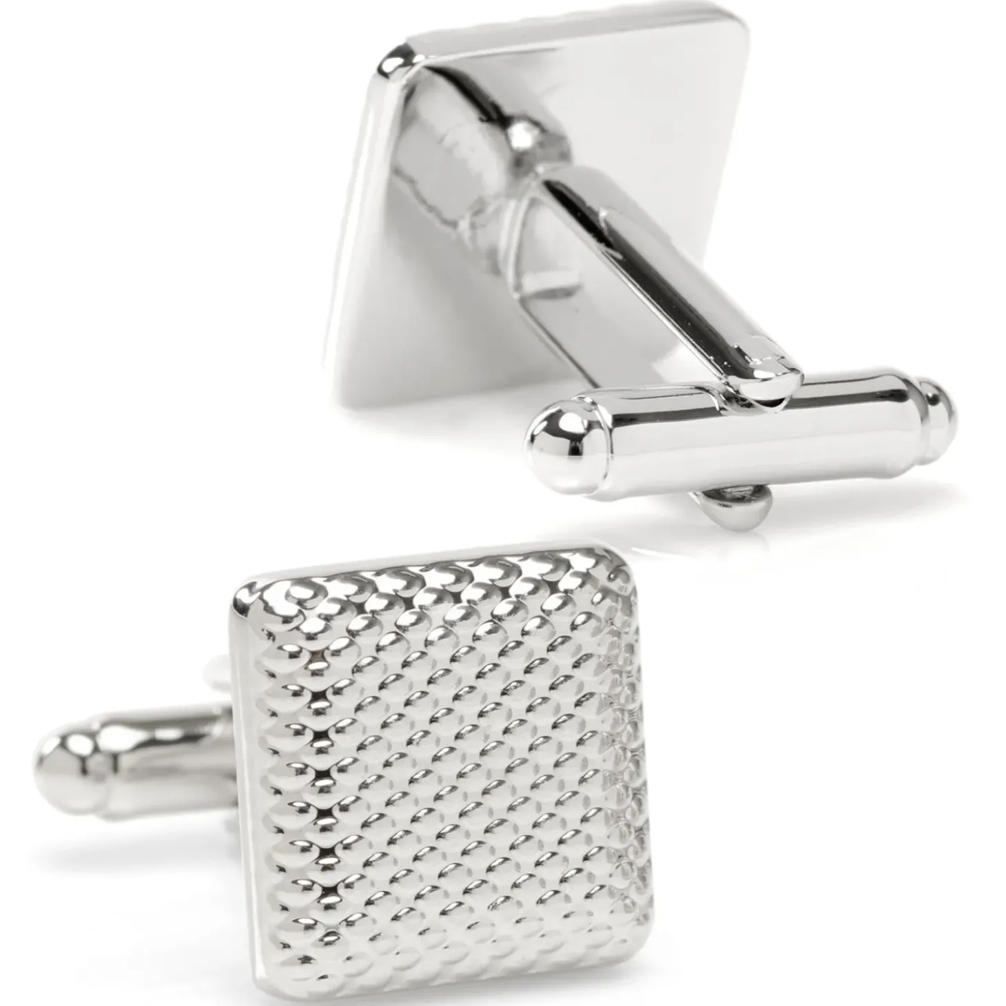 Ox and Bull Trading Co. Silver Textured Square Cufflinks