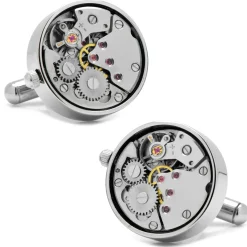 Ox and Bull Trading Co. Silver Watch Movement Cufflinks