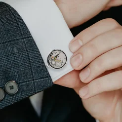 Ox and Bull Trading Co. Silver Watch Movement Cufflinks