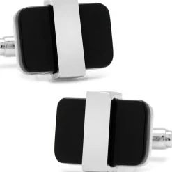 Ox and Bull Trading Co. Silver Wrapped Onyx Cufflinks