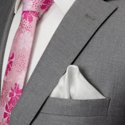 Ox and Bull Trading Co. Soft Floral Gray Silk Men's Pocket Square