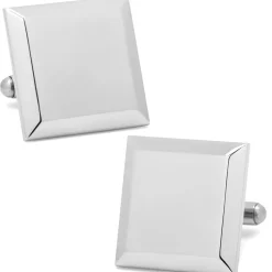 Ox and Bull Trading Co. Stainless Steel Beveled Edge Engravable Square Cufflinks
