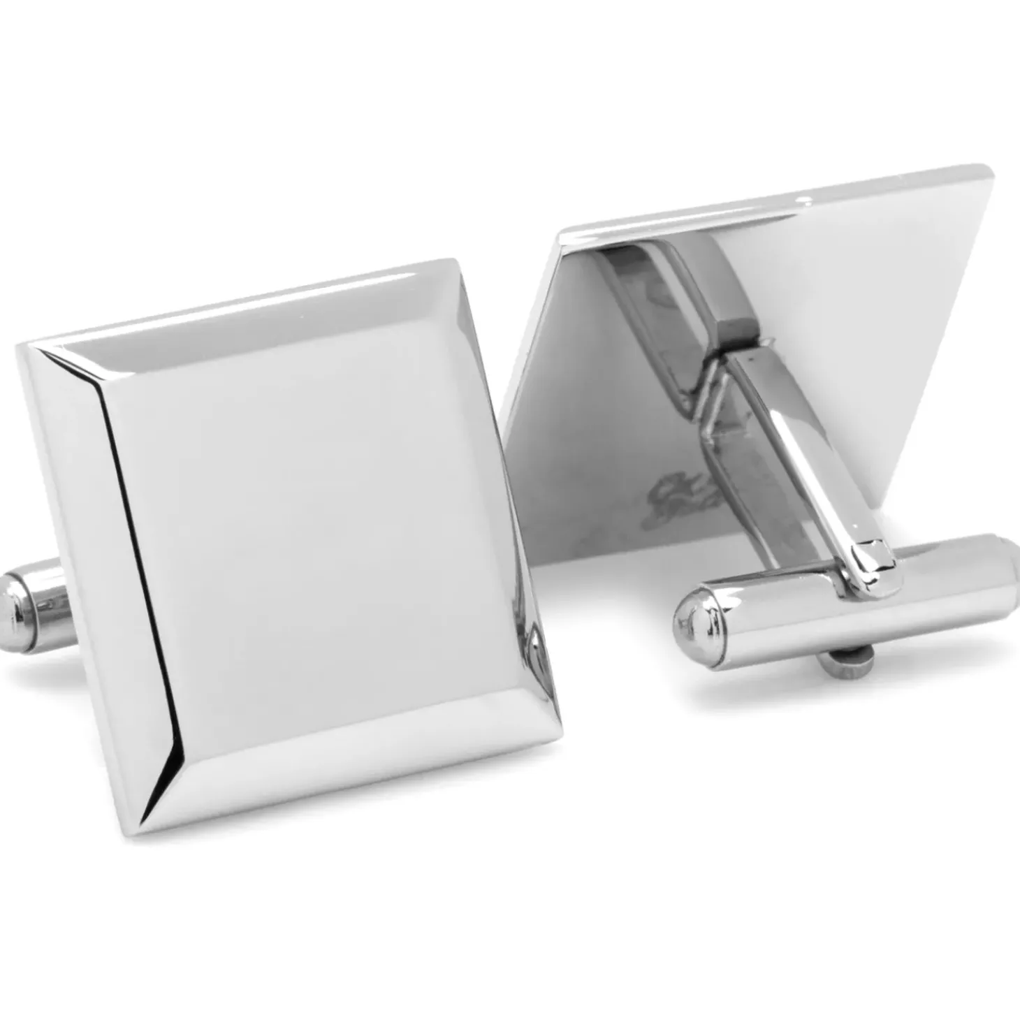 Ox and Bull Trading Co. Stainless Steel Beveled Edge Engravable Square Cufflinks