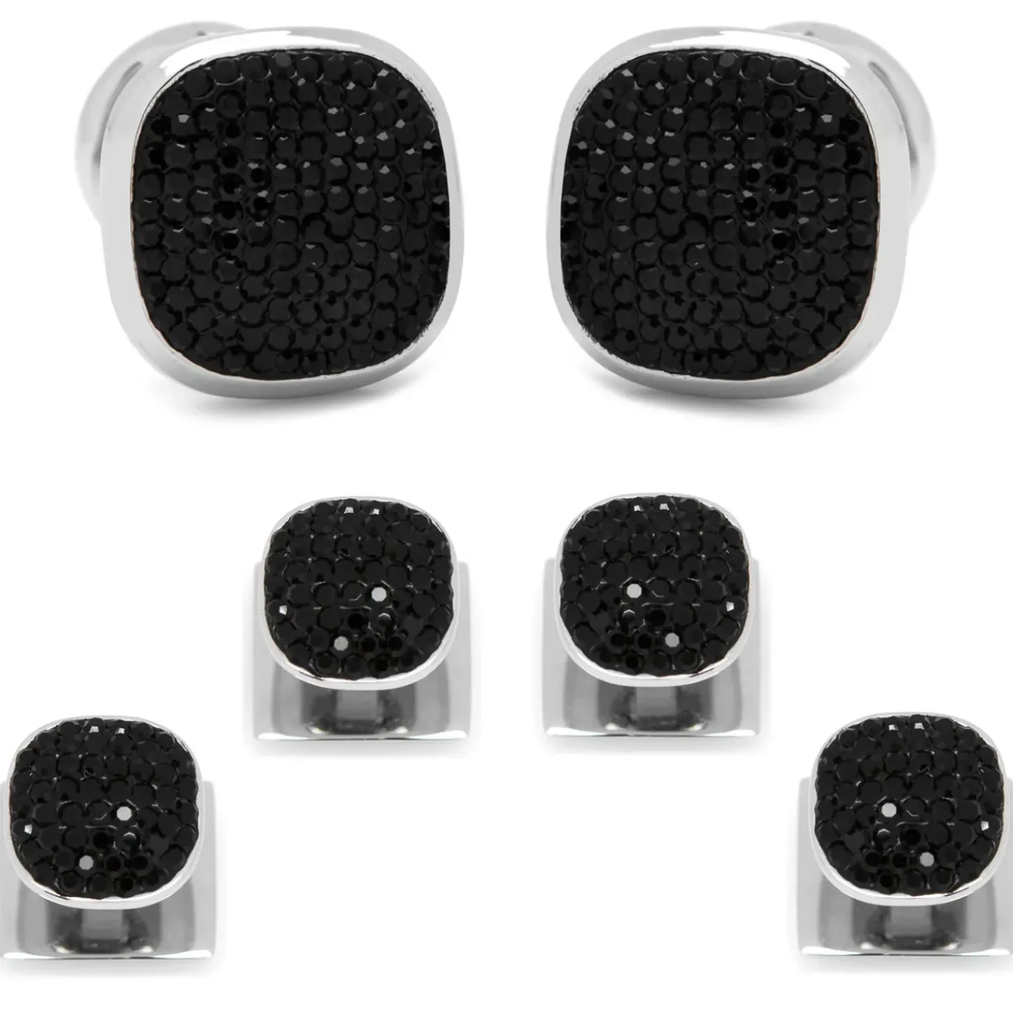 Ox and Bull Trading Co. Stainless Steel Black Pave Crystal Stud Set