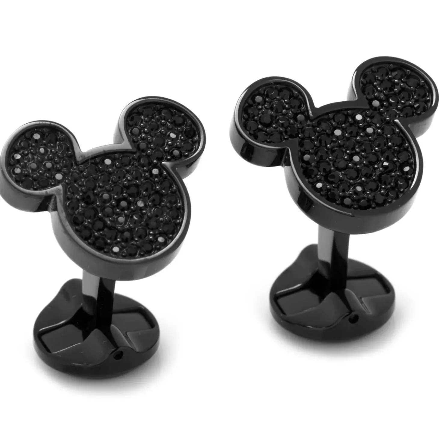 Disney Stainless Steel Black Pave Crystal Mickey Mouse Cufflinks