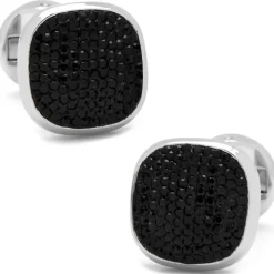 Ox and Bull Trading Co. Stainless Steel Black Pave Crystal Cufflinks
